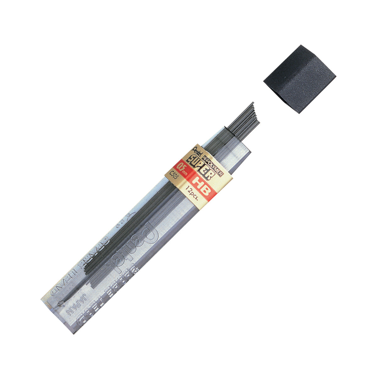 Pentel Super Hi-Polymer Lead, 0.5mm, 12 Pieces
