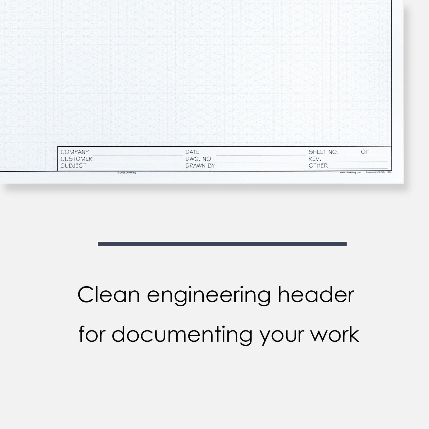 CUSTOM LOGO - GeekNavy Isometric Grid Graph Paper Pad, 11" x 17" Landscape