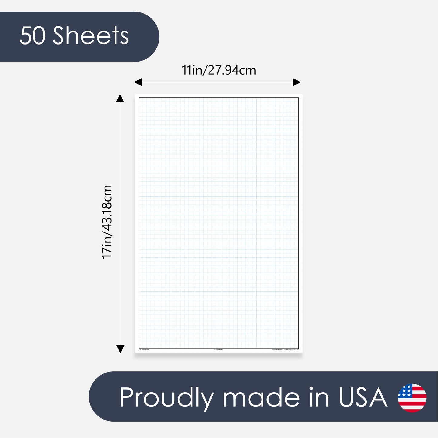 GeekNavy Quadrille Graph Paper Pad, 11" x 17" Portrait