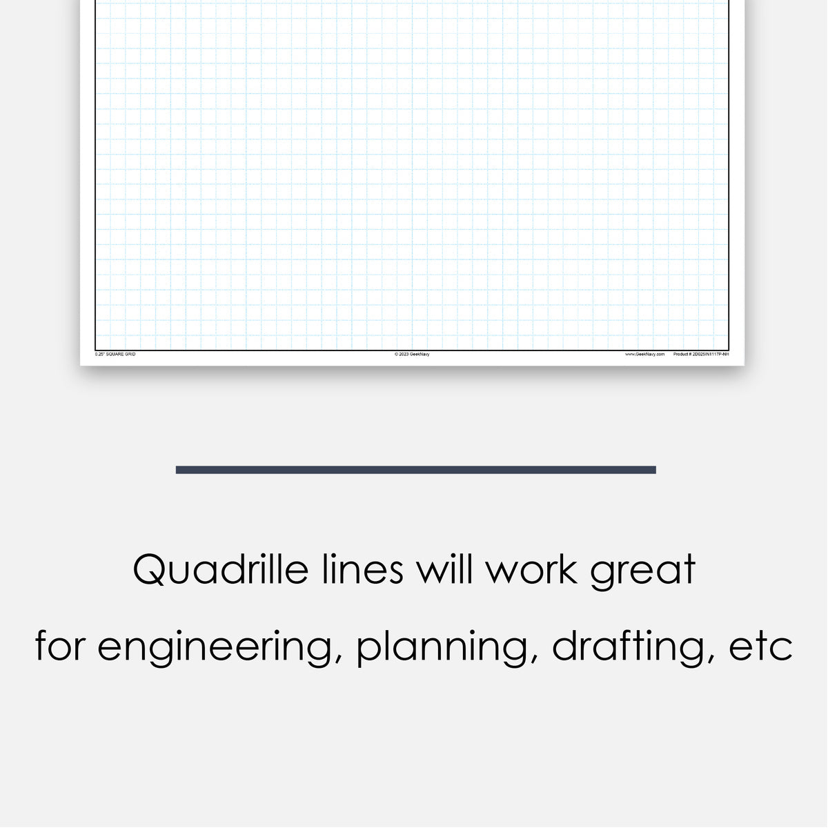 GeekNavy Quadrille Graph Paper Pad, 11″ x 17″ Landscape