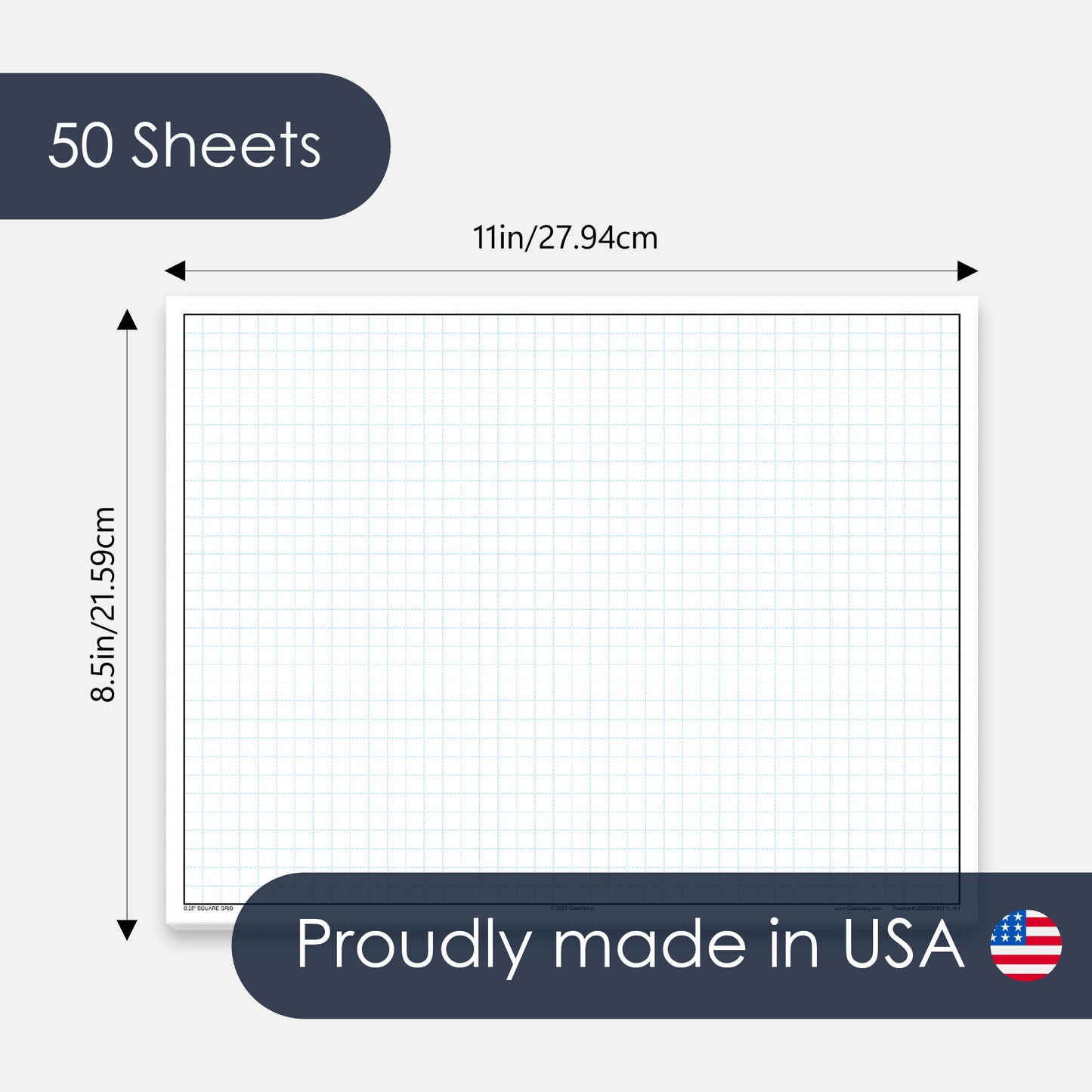 GeekNavy Quadrille Graph Paper Pad, 8.5" x 11" Landscape