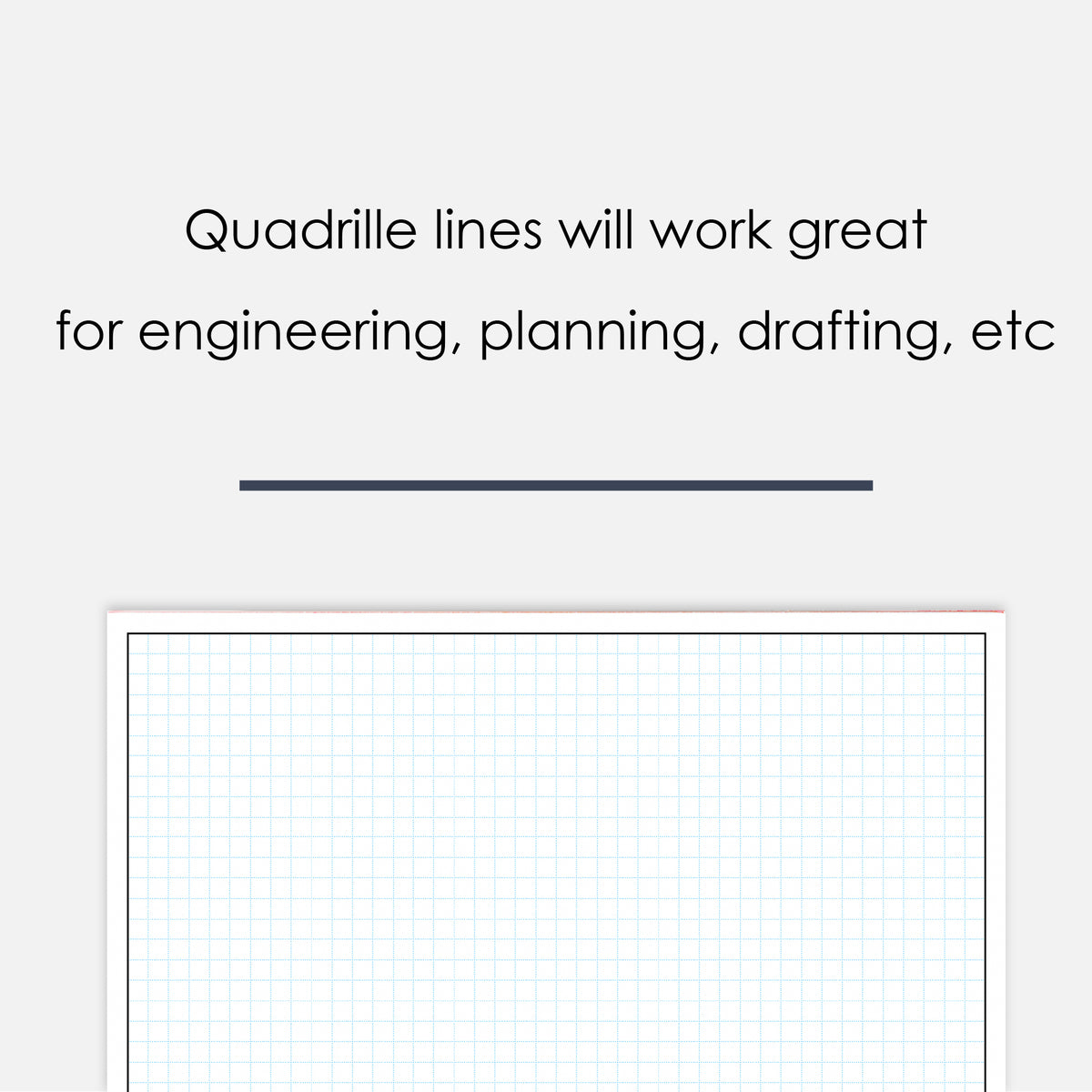 Loose Leaf GeekNavy Quadrille Graph Paper Pad, 8.5″ x 11″ Landscape - 200 Sheets