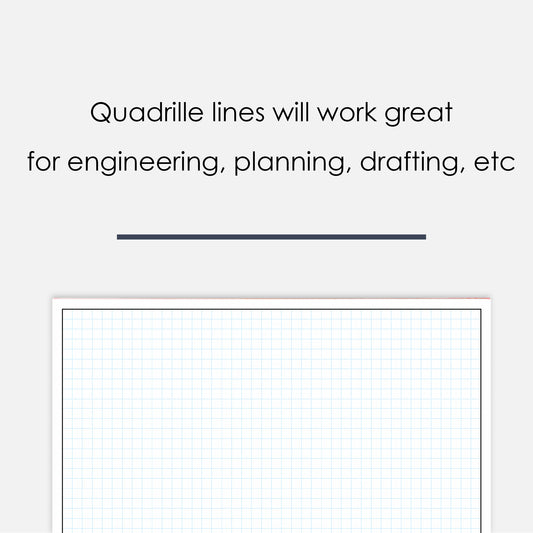 Loose Leaf GeekNavy Quadrille Graph Paper Pad, 8.5″ x 11″ Landscape - 200 Sheets