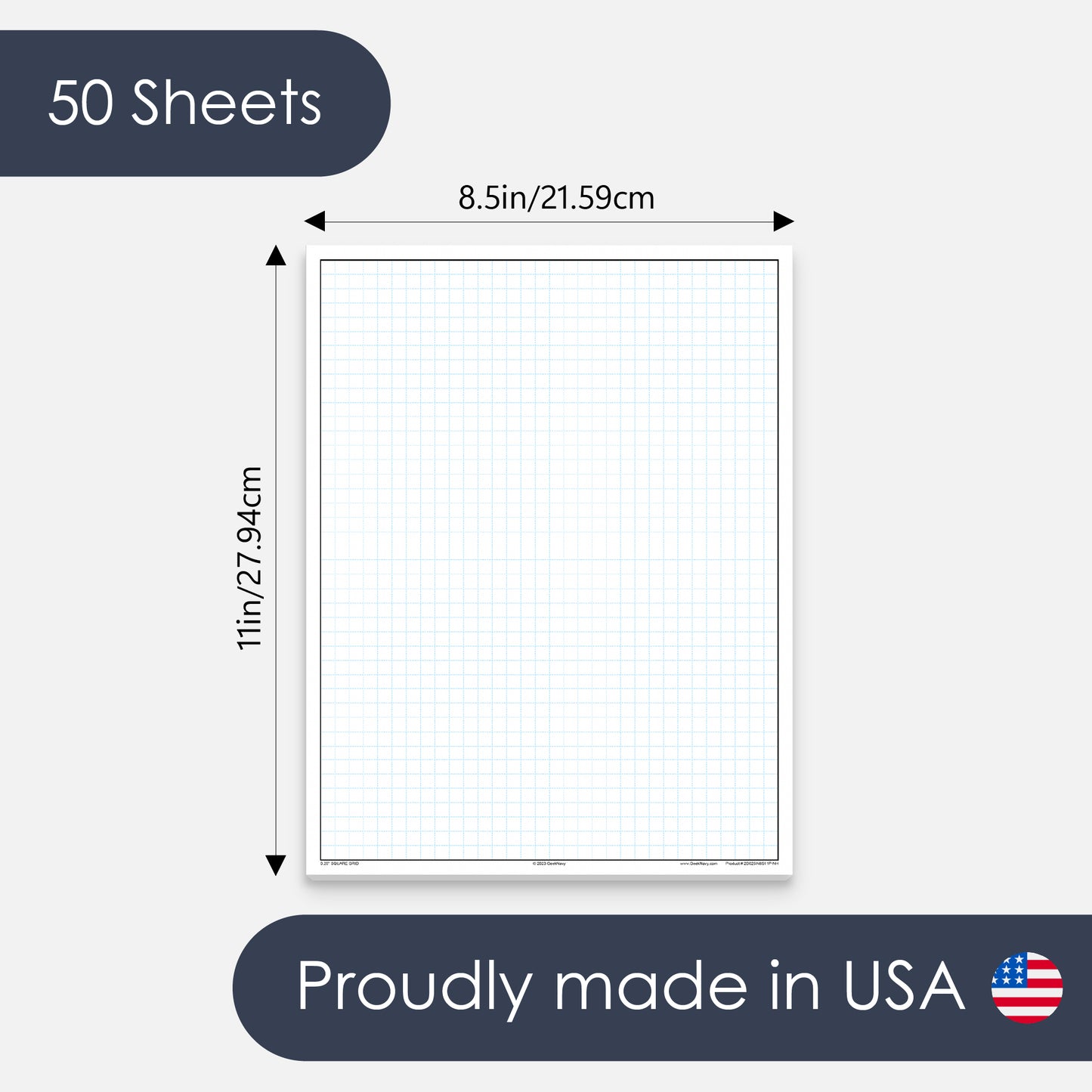 GeekNavy Quadrille Graph Paper Pad, 8.5" x 11" Portrait