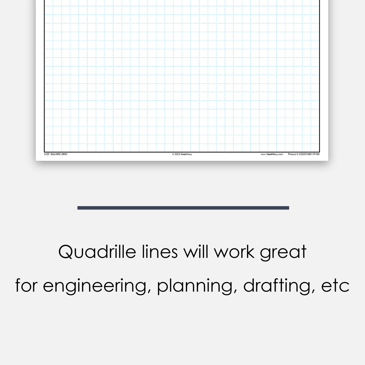 Loose Leaf GeekNavy Quadrille Graph Paper Pad, 8.5″ x 11″ Portrait - 200 Sheets