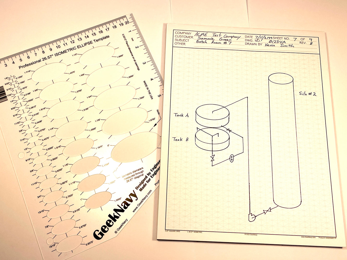 GeekNavy 26.57 Degree Isometric Ellipse Template