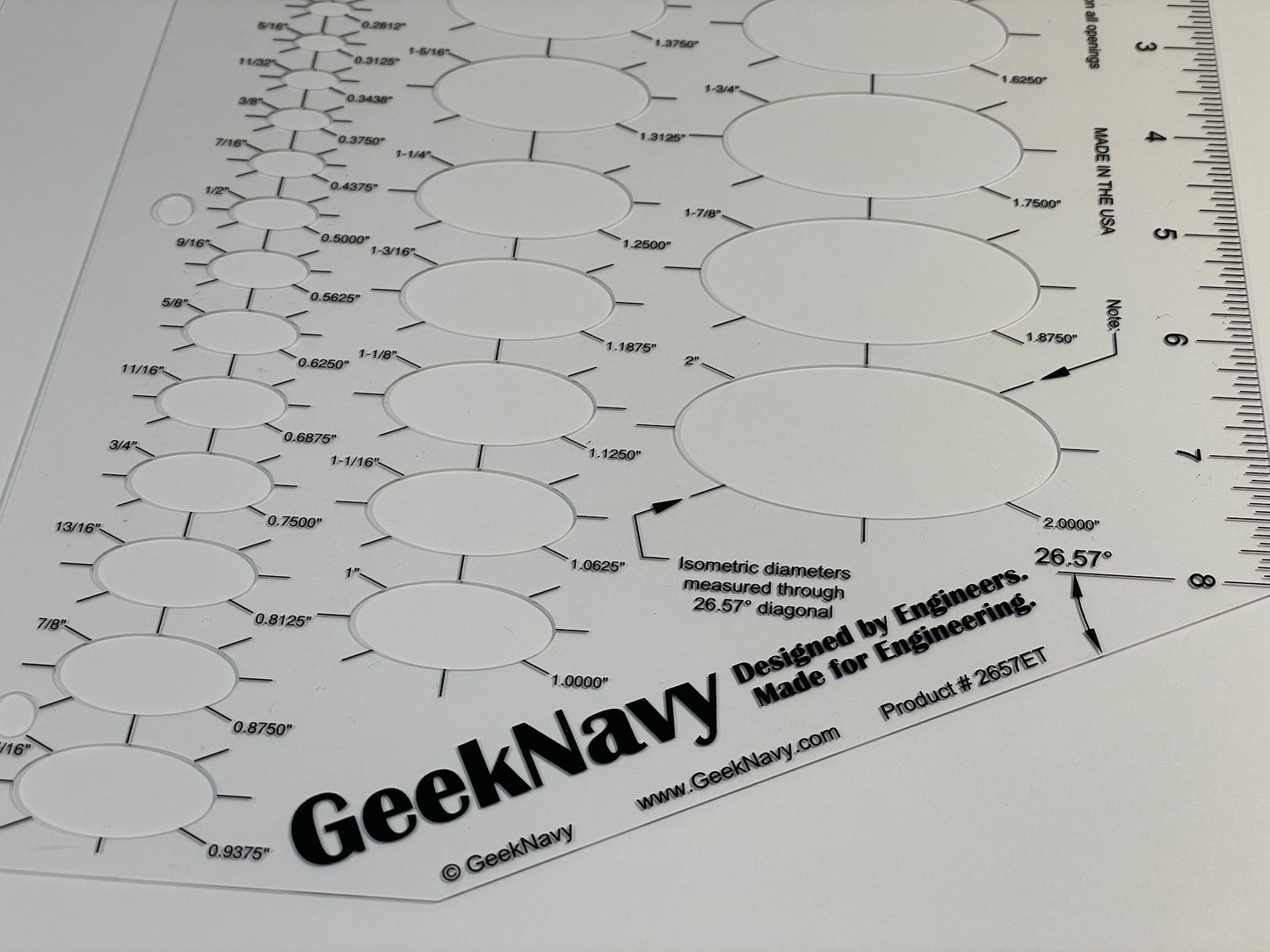 GeekNavy 26.57 Degree Isometric Ellipse Template