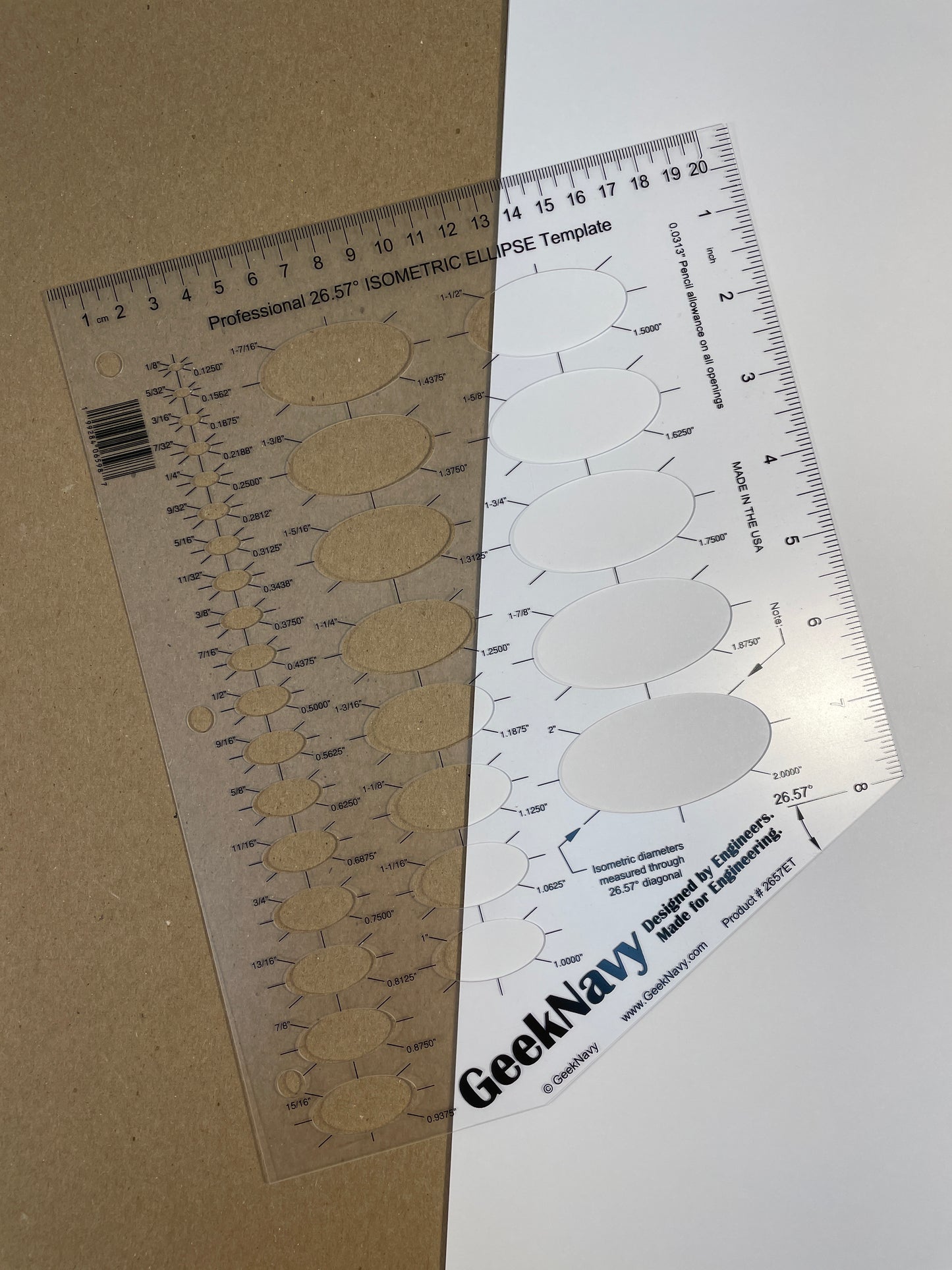 GeekNavy 26.57 Degree Isometric Ellipse Template