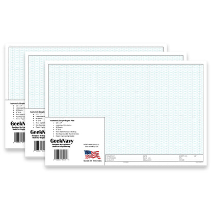 CUSTOM LOGO - GeekNavy Isometric Grid Graph Paper Pad, 11″ x 17″ Landscape