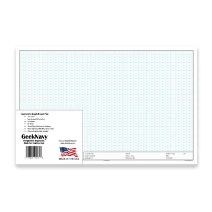 GeekNavy Isometric Grid Graph Paper Pad, 11″ x 17″ Landscape