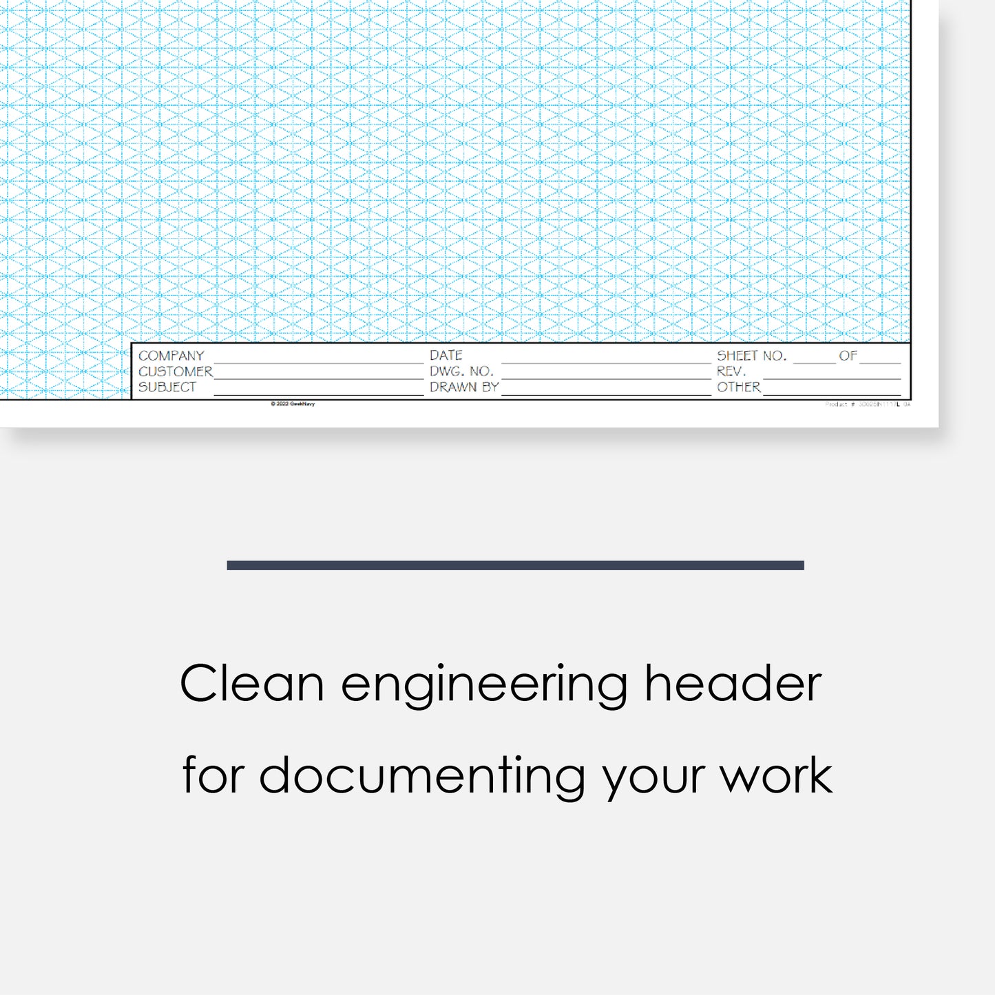 CUSTOM LOGO - GeekNavy Isometric Grid Graph Paper Pad, 11″ x 17″ Landscape