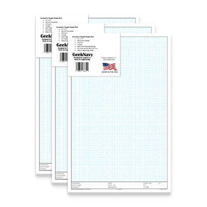 GeekNavy Isometric Grid Graph Paper Pad, 11″ x 17″ Portrait