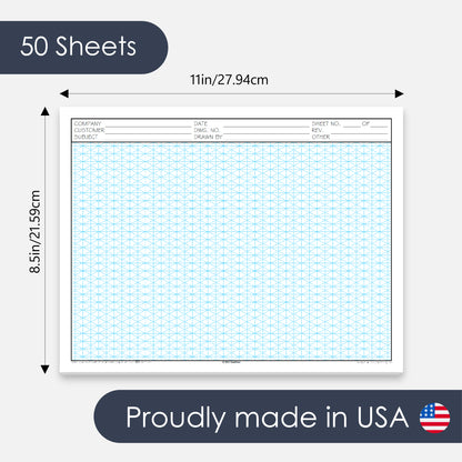 GeekNavy Isometric Grid Graph Paper Pad, 8.5″ x 11″ Landscape