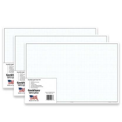 GeekNavy Quadrille Graph Paper Pad, 11″ x 17″ Landscape