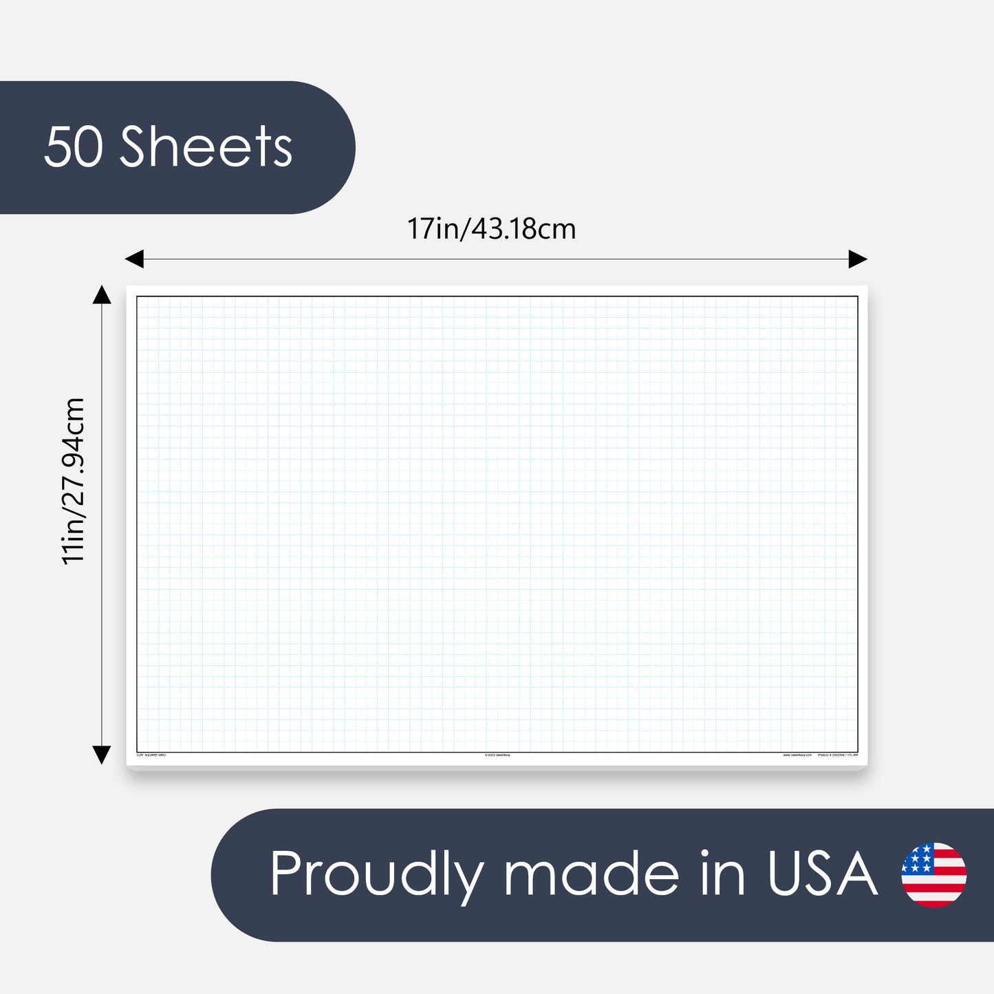 GeekNavy Quadrille Graph Paper Pad, 11″ x 17″ Landscape