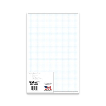 GeekNavy Quadrille Graph Paper Pad, 11″ x 17″ Portrait