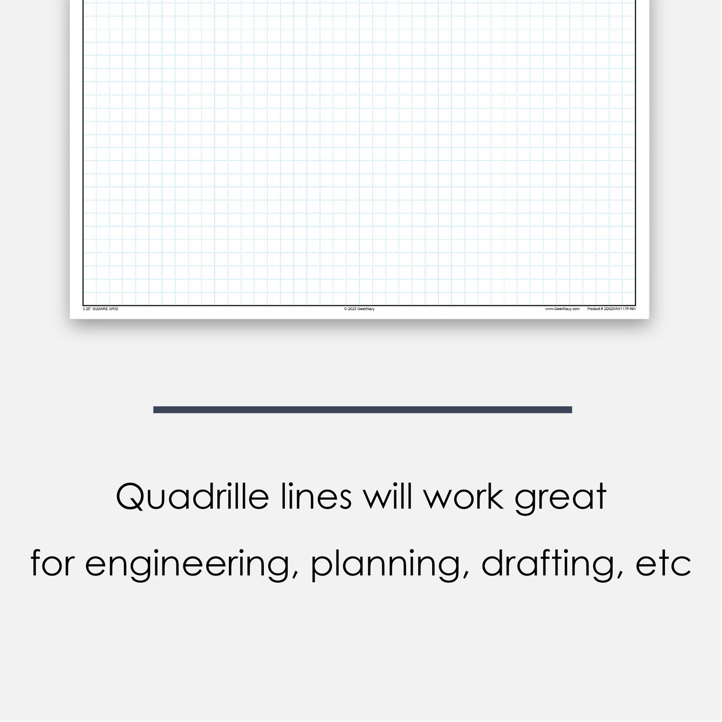 GeekNavy Quadrille Graph Paper Pad, 11″ x 17″ Portrait