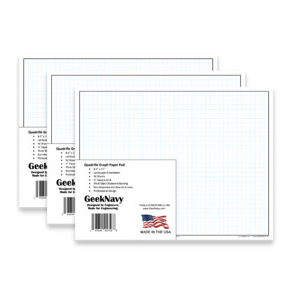 GeekNavy Quadrille Graph Paper Pad, 8.5″ x 11″ Landscape