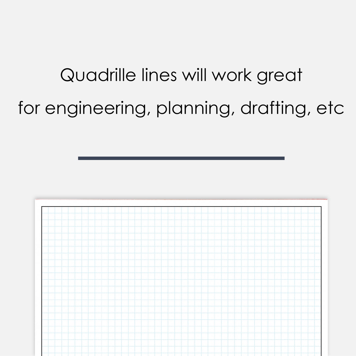 Loose Leaf GeekNavy Quadrille Graph Paper Pad, 8.5″ x 11″ Landscape - 200 Sheets