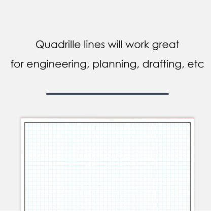 Loose Leaf GeekNavy Quadrille Graph Paper Pad, 8.5″ x 11″ Landscape - 200 Sheets