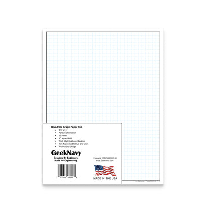 GeekNavy Quadrille Graph Paper Pad, 8.5″ x 11″ Portrait