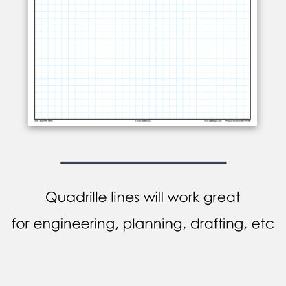 Loose Leaf GeekNavy Quadrille Graph Paper Pad, 8.5″ x 11″ Portrait - 200 Sheets